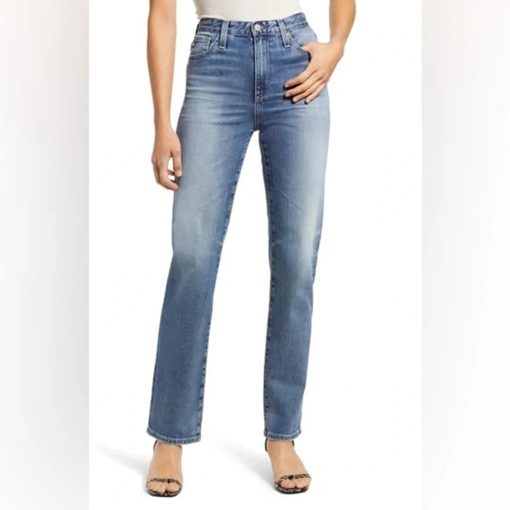 Ag Adriano Goldschmied Women's Straight Leg Jeans in Light Blue Wash